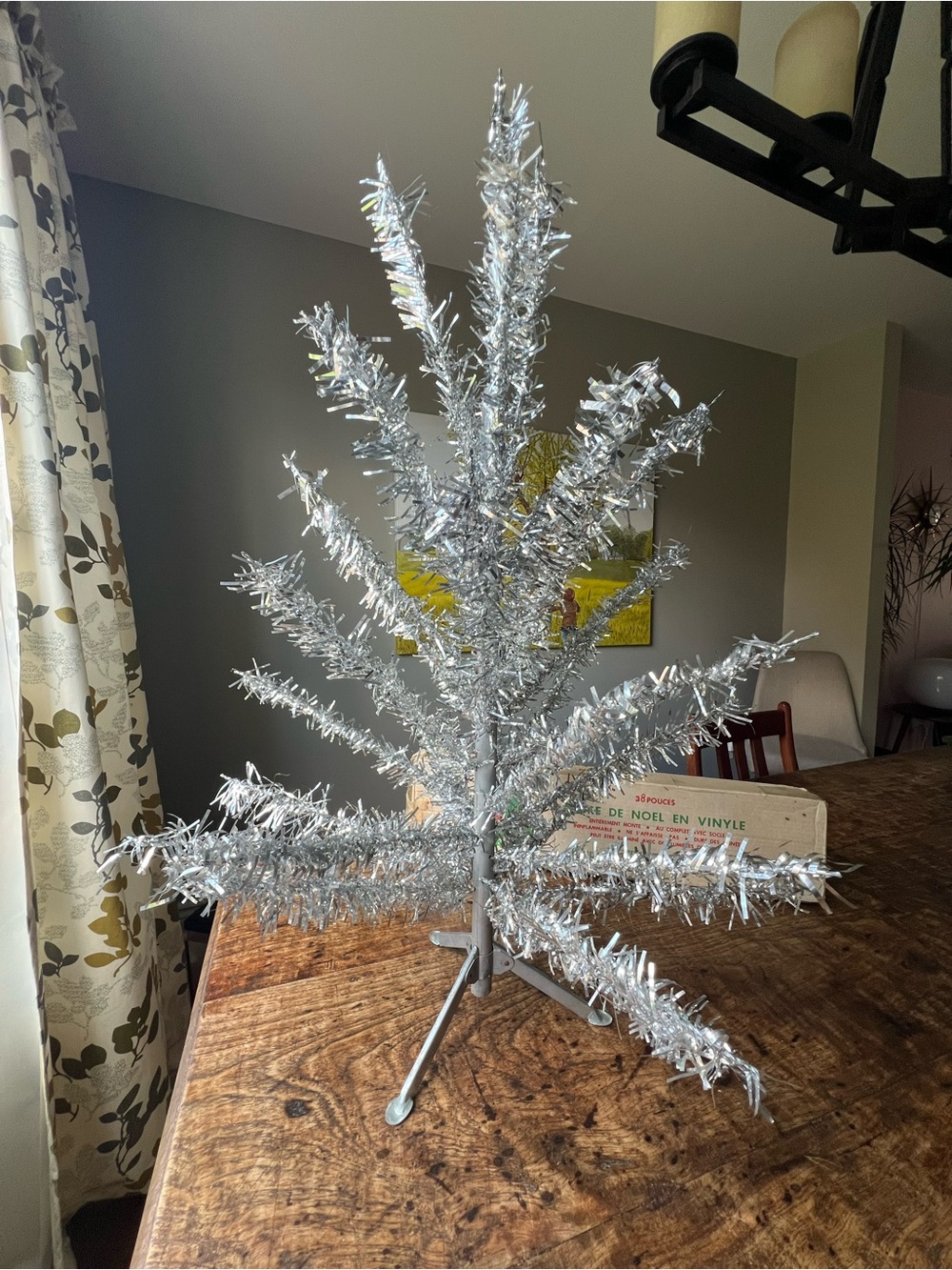 Vintage Silver Tinsel Mini Christmas Tree - Home Holiday